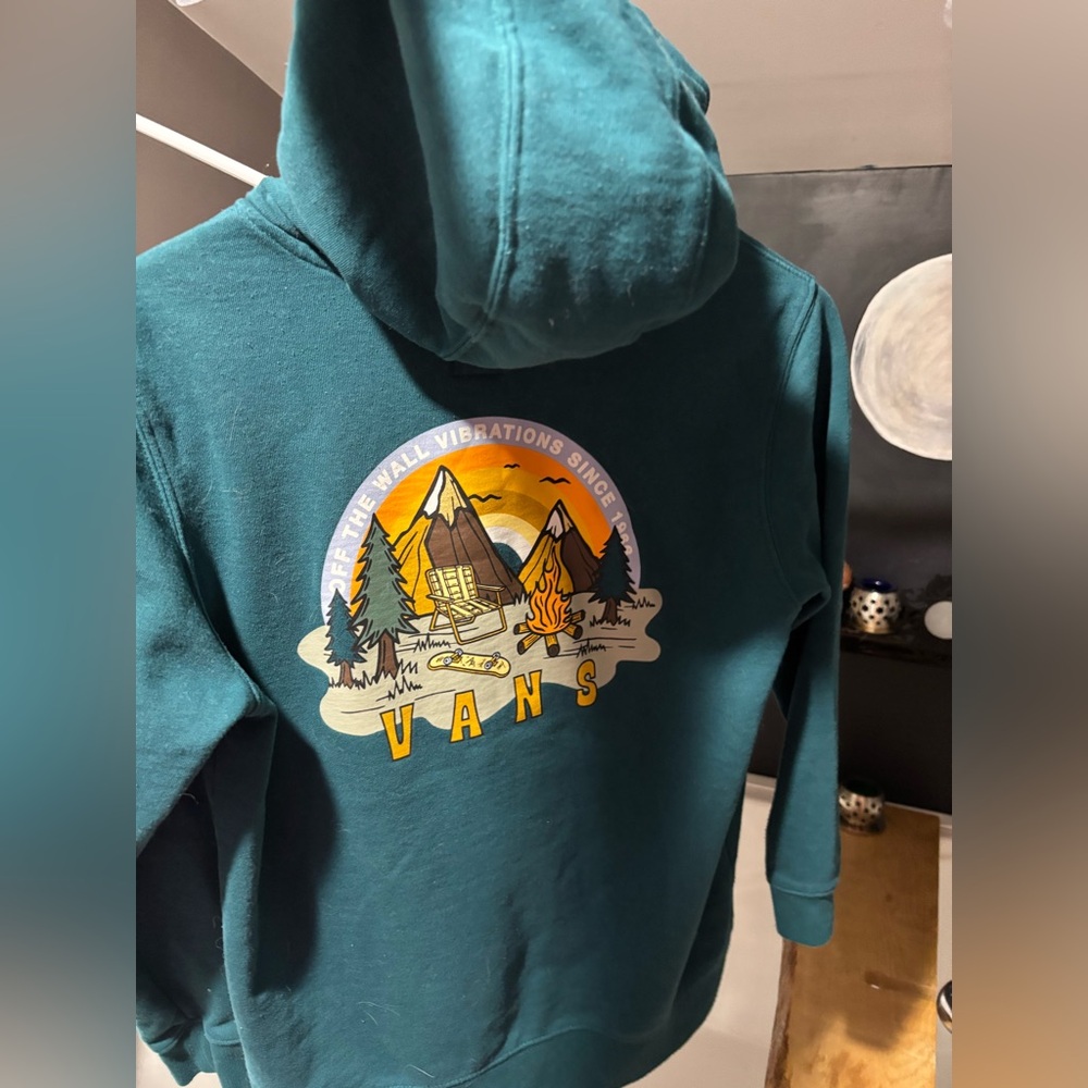 Vans Teal Hoodie with Campfire Print